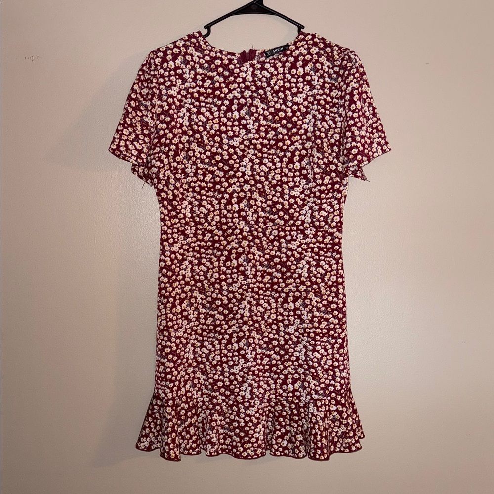 SHEIN Red Floral Mini Dress